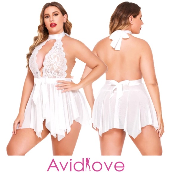 Avidlove Other - AVIDLOVE Plus Size Babydoll High Waist Teddy Chemise Floral Lace Lingerie Sz 18W